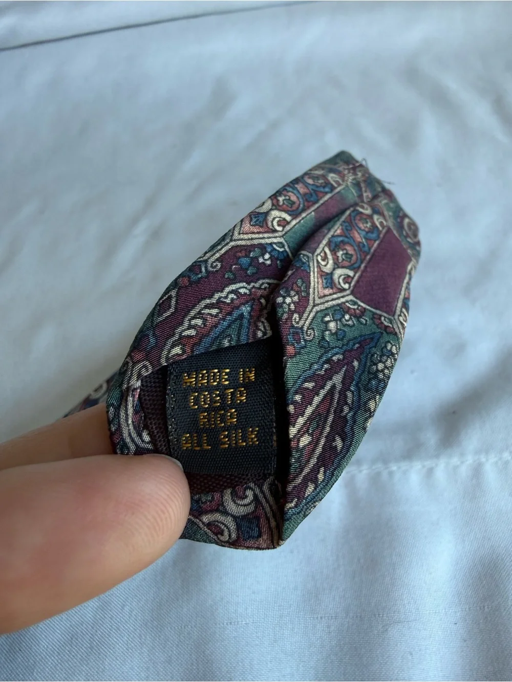 Vintage Silk Paisley Tie in Burgundy and Green Cambridge Classics